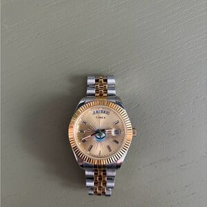 Timex Jacquie Aiche Two-Tone Watch Day-Date LIKE NEW W EXTRA LINKS